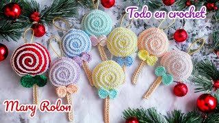 🍭🎅🏻 quotComo hacer adornos navideños 🍭 en casaquot el patrón a crochet mas fácil 2023 [upl. by Nerrot]