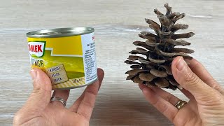 SO CUTE Winter Decoration Idea with Tin Cans and Pine Cones Genius Recycling Ideas [upl. by Honorine]