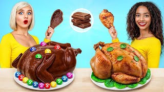 Chocolate Vs Real Food Challenge  Chocolate Cake Decorating Challenge by Turbo Team [upl. by Ahseyi414]