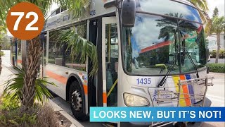 Riding Broward County Transit Bus 72 Galt Mile to Sawgrass Mills 2014 New Flyer XD60 [upl. by Cyprus]