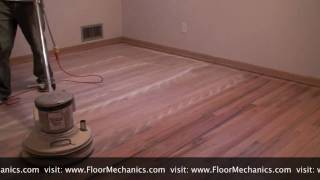 Hardwood floor refinishing Buffing between coats of finish [upl. by Vigen]