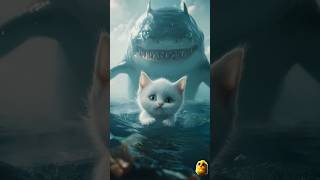 Oh my God A cute kitten gets eaten by a sharkcat cats catlover kitten [upl. by Caresa]