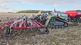 Kongskilde 6m Seeder with 1900l front tank on Agbot seeding in Clay Bedfordshire Agxeed [upl. by Gudrin]