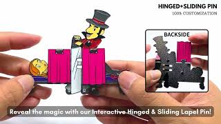 Custom Interactive Lapel Pins  Hinged Sliding Bobblehead etc  Enamel Pins  Metal Pin Factory [upl. by Fredenburg]