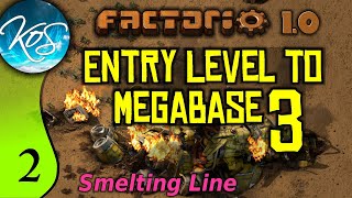 Factorio 10 Entry Level to Megabase 3 Ep 2 SMELTING SETUP  Guide Tutorial [upl. by Natica]