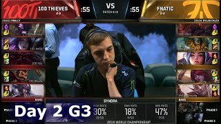 100 vs FNC  Day 2 Group Stage S8 LoL Worlds 2018  100 Thieves vs Fnatic [upl. by Birch]