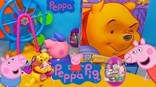 PEPPA PIG e PUFF George QuebraCabeça Ursinho Bonecos Whinny Pooh Puzzle Shopkins Ovo Surpresa [upl. by Rubma148]