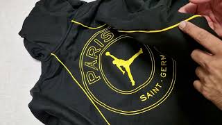 Nike Air Jordan Paris Saint Germain PSG Tracksuit Black and Yellow Unboxing and Review Detailed Look [upl. by Enalb]