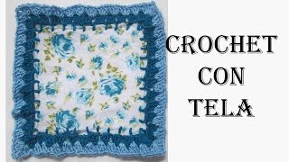 Cuadrado  4 Crochet con tela Granny Tela con Crochet para Cogines ❤️ [upl. by Werd]