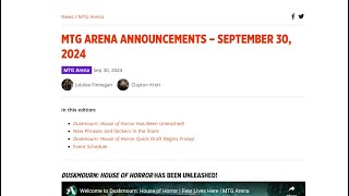 MTG Arena Announcements  September 30th 2024 [upl. by Nerreg]