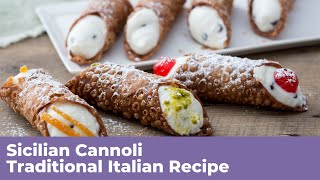 SICILIAN CANNOLI  Traditional Italian Recipe [upl. by Lareneg]