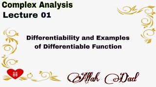 Differentiable Function  Differentiability  Example of Differentiable Function  Complex Analysis [upl. by Perri]