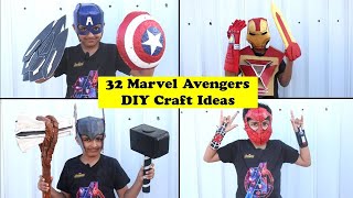 All my 32 MARVEL AVENGERS DIY Craft Ideas in ONE video  Which is your favorite MCU Avenger weapon [upl. by Rondi]