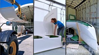 Container to Cabin Top Time Lapse of Building Our Catamarans Hull amp Bulkheads MJ Sailing  Ep 348 [upl. by Nalehp]