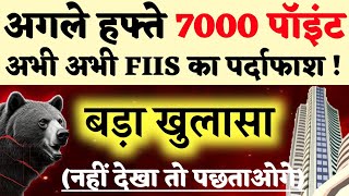 7000 पॉइंट की बड़ी रेंज खुलेगी 😱 FIIS का एक और खुलासा। Tomorrow Market Prediction Nifty Prediction [upl. by Mcneely]