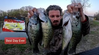 Early Spring Crappie Fishing from the Bank They WOULD NOT stop biting this one bait [upl. by Ahsimal]