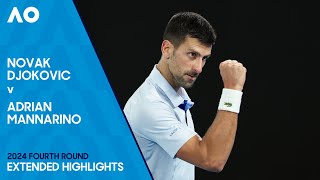 Novak Djokovic v Adrian Mannarino Extended Highlights  Australian Open 2024 Fourth Round [upl. by Hattie]