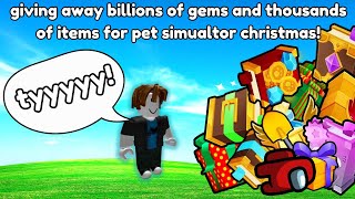 giving away billions of gems and thousands of items for pet simulator Christmas [upl. by Jahdol]