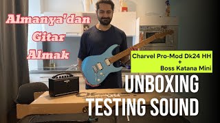 Unboxing  Testing Charvel ProMod DK24 HH  Boss Katana Mini Amp Thomann [upl. by Gyatt]