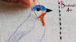 BORDADO A MANO PINTAR CON HILOS AVE  HAND EMBROIDERY NEEDLE PAINTING [upl. by Iaras]