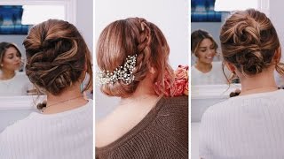 3 Easy Updos for ShortMedium Length Hair  Ashley Bloomfield  BloomingBride Series [upl. by Yanrahs]