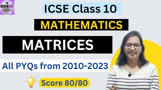 ICSE Class 10 Maths Matrices Previous Years Questions Solution । PYQs from 20102023 [upl. by Colver199]