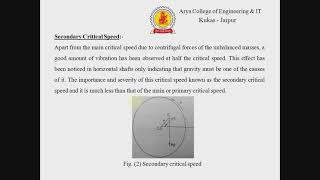 Critical Speed of Shaft  Mechanical Vibration By Deepak Sharma  Arya College [upl. by Euqram]