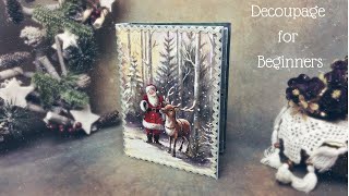 EASY DECOUPAGE TUTORIAL FOR BEGINNERS  CHRISTMAS DECOUPAGE ON WOOD [upl. by Bille]