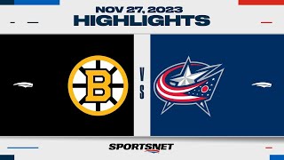 NHL Highlights  Bruins vs Blue Jackets  November 27 2023 [upl. by Aihsetan]