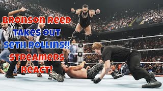 Streamers React Bronson Reed attacks Seth Rollins wwe wweraw sethrollins [upl. by Paapanen60]