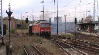 Ausfahrt BR 232 6684 aus Hoyerswerda Bahnhof Richtun Görlitz  Horka mit Schublok BR 298 3260 [upl. by Alletsyrc287]