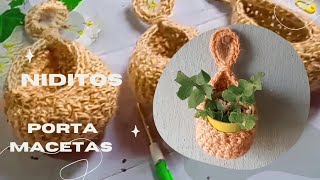 Niditos portamacetas tejidos a crochet con yute [upl. by O'Reilly]