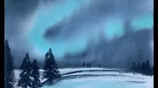 Northern Lights Tutorial How to Paint the Aurora Borealis Simply and Easily in Watercolour [upl. by Eul]