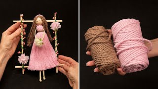 Doll out of thread  a macrame doll  DIY perfect gift [upl. by Leonelle]