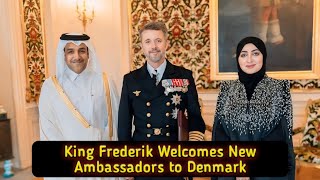 Denmarks King Welcomes New Ambassadors Diplomatic Ceremony at Amalienborg [upl. by Ahsier]