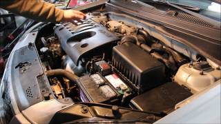 2011 Kia Rio starter motor removal and installation [upl. by Airekat]