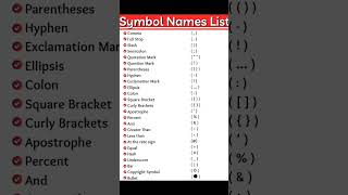 symbols Names List english [upl. by Alimrahs560]