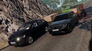 Volvo XC60 vs VW Tiguan Towing 1200kg Up a Steep Hill – Epic BeamNGdrive Showdown [upl. by Faust]