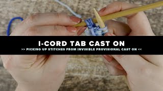 Icord Tab Cast On  Picking Up Stitches From Invisible Provisional Cast On  Knitting Tutorial [upl. by Sucramd481]