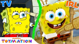 SpongeBob amp Patrick Build Sand Castles in the Sand  Toymation [upl. by Bonns]