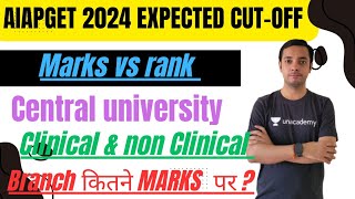 AIAPGET 2024  RANK VS MARKS  CLINICAL amp NON CLINICAL BRANCH कितने MARKS पर मिलेगा [upl. by Yvonner]