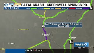 Part of Greenwell Springs Road closed after deadly crash [upl. by Ecneret]