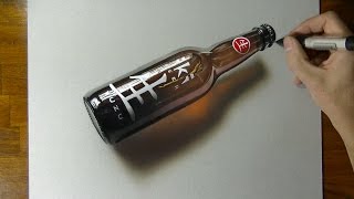 Hyperrealism 3D Art  Drawing a bottle [upl. by Becker]