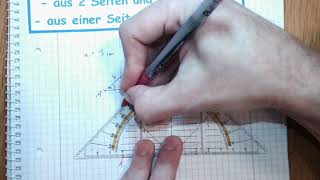 Dreiecke zeichnen Teil 1 2 Seiten amp 1 Winkel oder 2 Winkel amp 1 Seite [upl. by Ilojna]