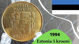 Coin Estonia 5 krooni 1994  75th Anniversary  Bank of Estonia [upl. by Grayson211]