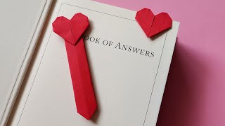 How to make origami heart bookmark  DIY heart shape paper bookmark instructions [upl. by Dang511]