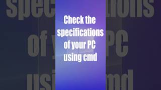 💻 CMD Trick Check the specifications of your PC using cmd cmdtricks cmd pc [upl. by Wayland737]