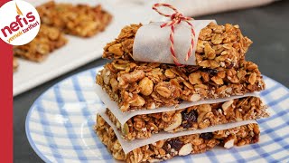 Aşırı Pratik amp Lezzetli Atıştırmalık 😋 Ev Yapımı Granola Bar Tarifi [upl. by Lewan]