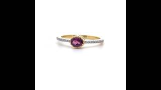 Oval Rhodolite Garnet amp Pavé Diamond Ring in Yellow Gold [upl. by Irolam]