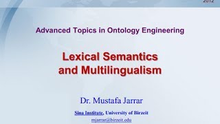 Lexical Semantics And Multilingualism Part 12 [upl. by Nassir]